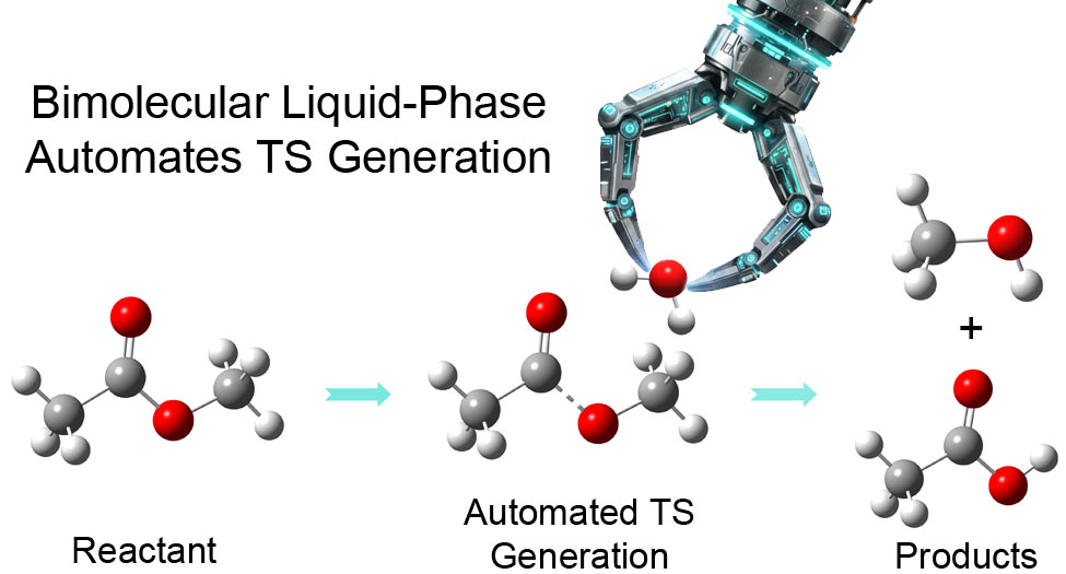 Graphical abstract: Automated Reaction Transition State Search for Bimolecular Liquid-Phase Reactions Using Internal Coordinates: A Test Case for Neutral Hydrolysis